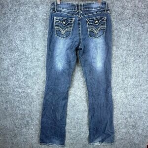 Angels Jeans Womens 10 Blue Denim Y2K Cotton Stretch Embellished Flap Pockets